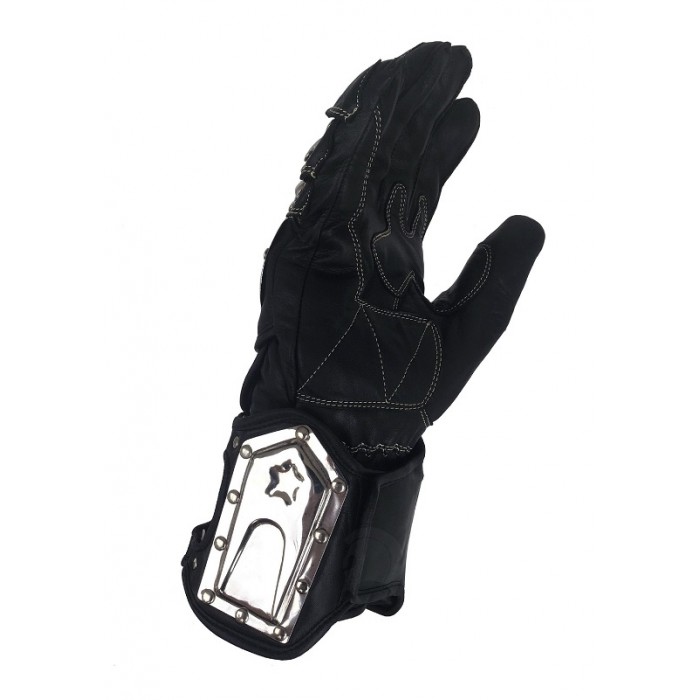 Stainless Steel Gauntlet Leather Gloves